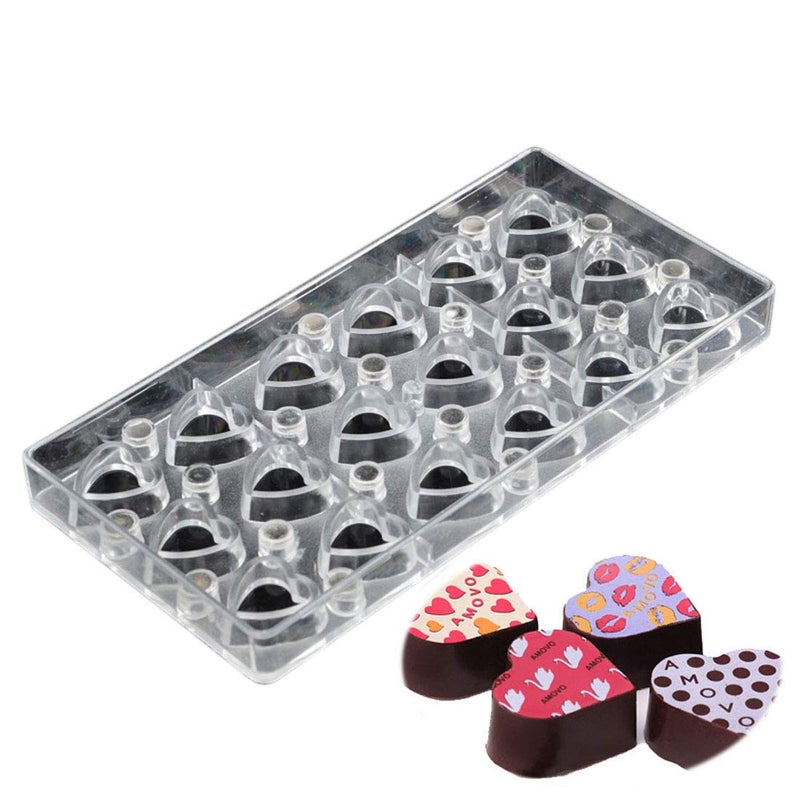GRAINRAIN Chocolate Transfer Sheet Mold Polycarbonate Chocolate Mold DIY Handmade Chocolate Magnetic Chocolate Mold Candy Mould Heart Shaped (19325) - Image 1